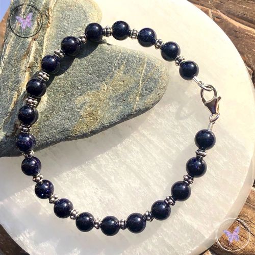 Blue Goldstone & Sterling Silver Bracelet